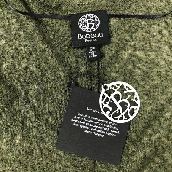 NEW Bobeau Cardigan Women's Small Petite Open Front Green Pockets Holiday - Picture 7 of 8